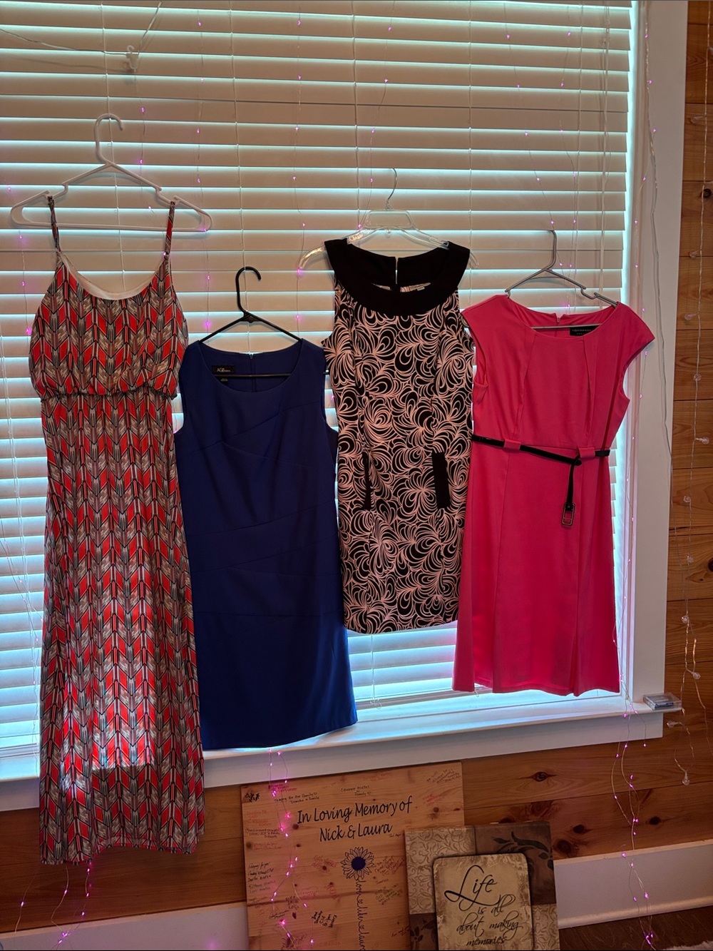 A. Byer Hot Pink Belted Shift Dress, Dress Barn, Connected, AGB Lot of 4 m/8